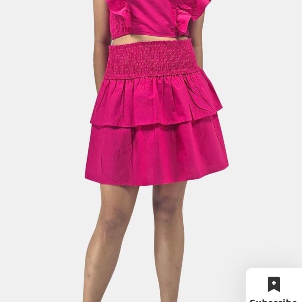 HT 360 Collective Womens Fuchsia Pink Smocked Tiered Cotton Mini Skirt XS NEW
